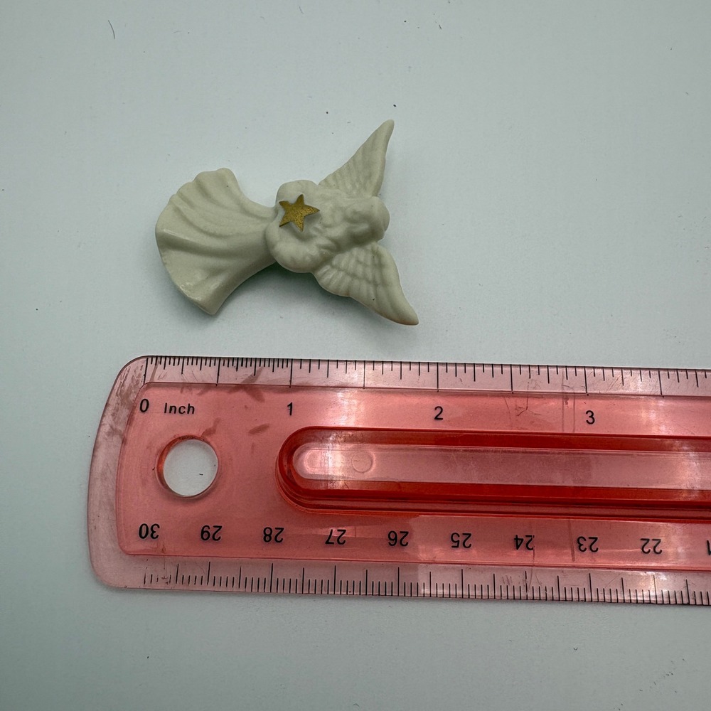 Lenox Ivory China Angel Brooch Pin‎ Gold Star Christmas Holiday Jewelry Vintage - Picture 3 of 6